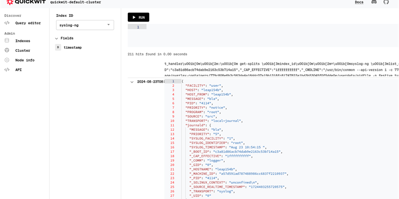 First steps with Quickwit and syslog-ng